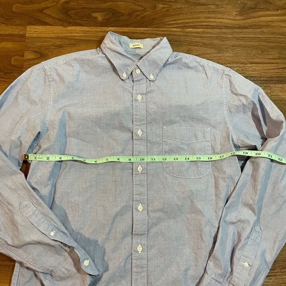 J. Crew Classic Stretch Button Down Long Sleeve Shirt Blue Casual Cotton Men's M